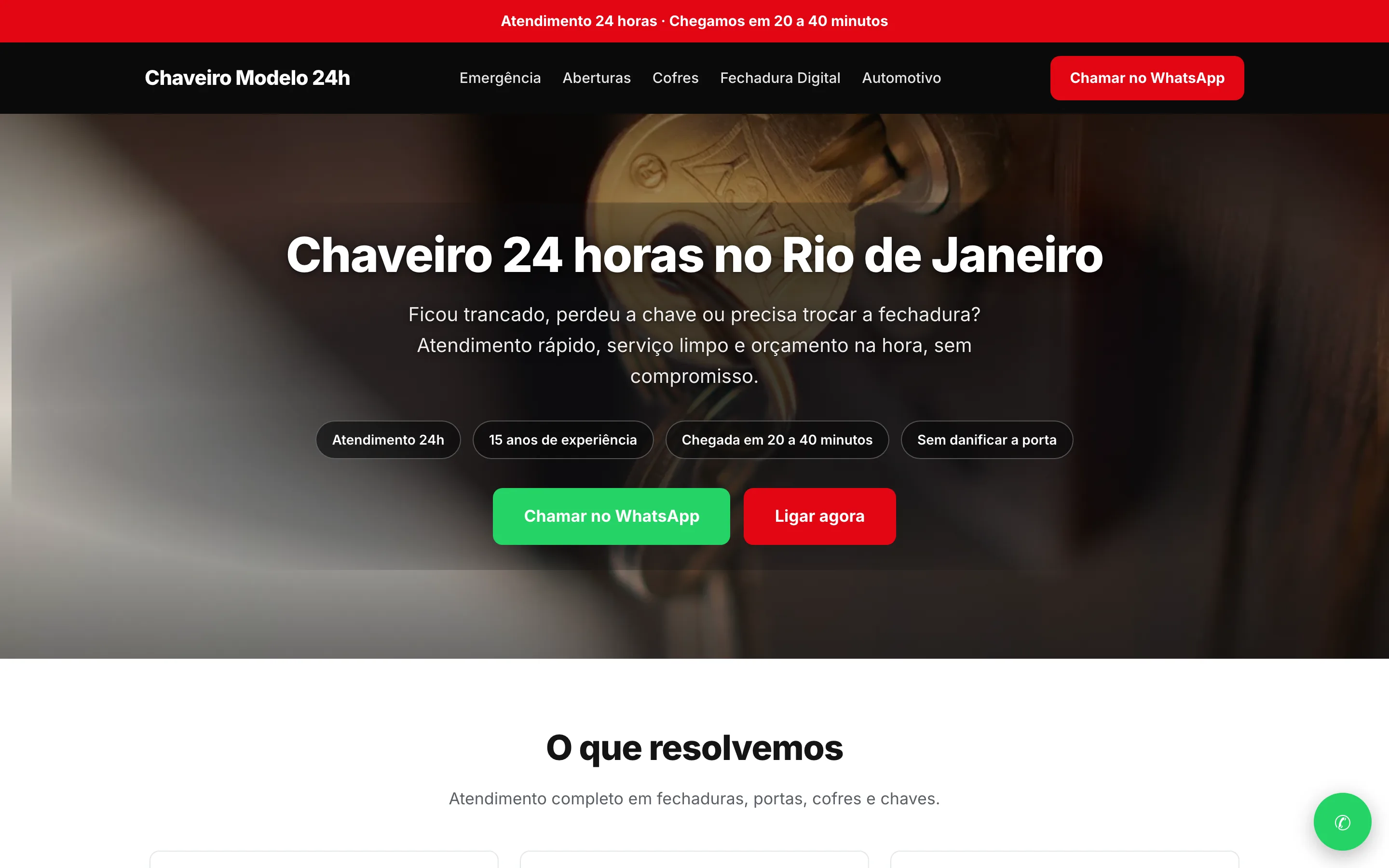 Modelo de site para chaveiro