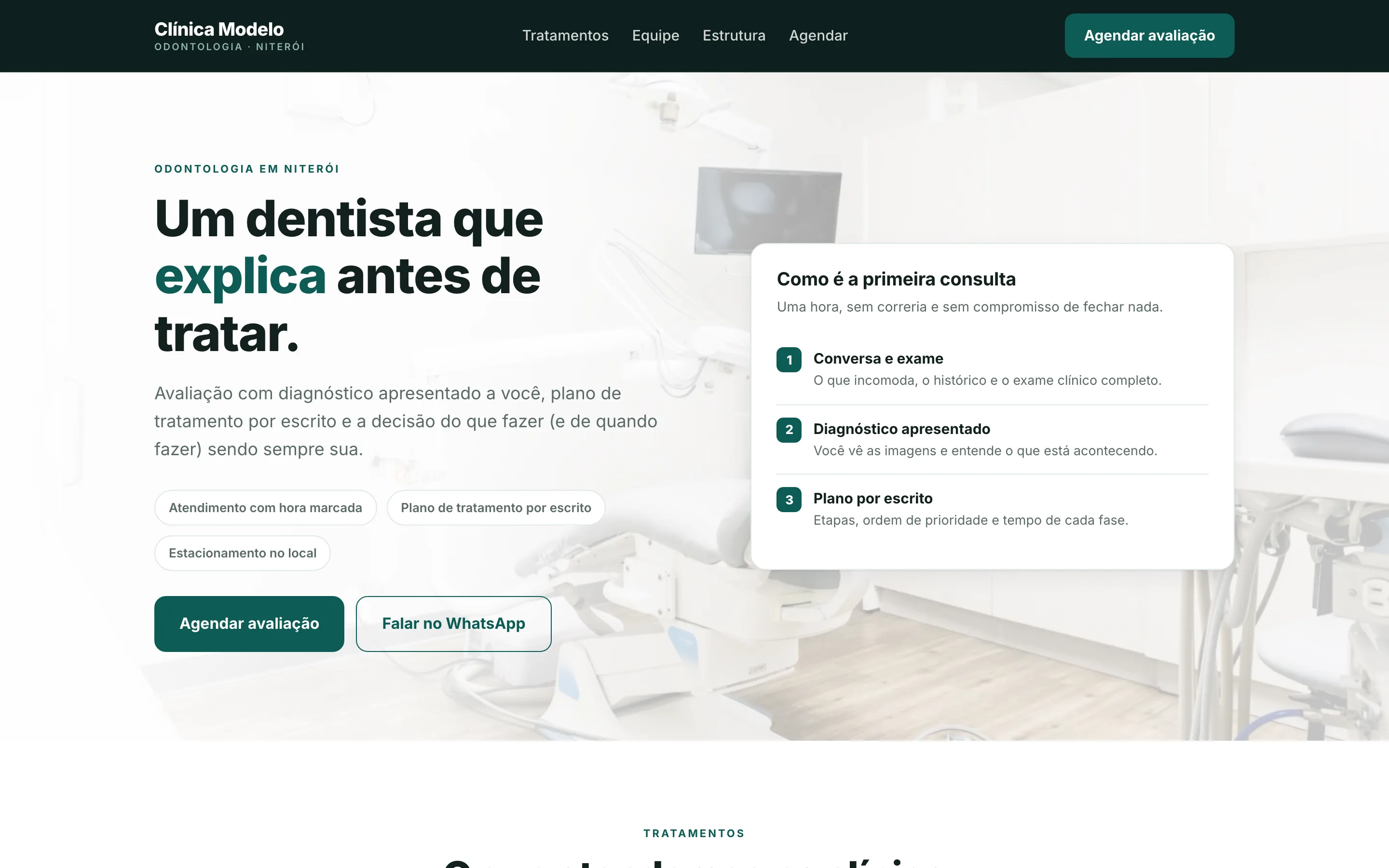 Modelo de site para clínica