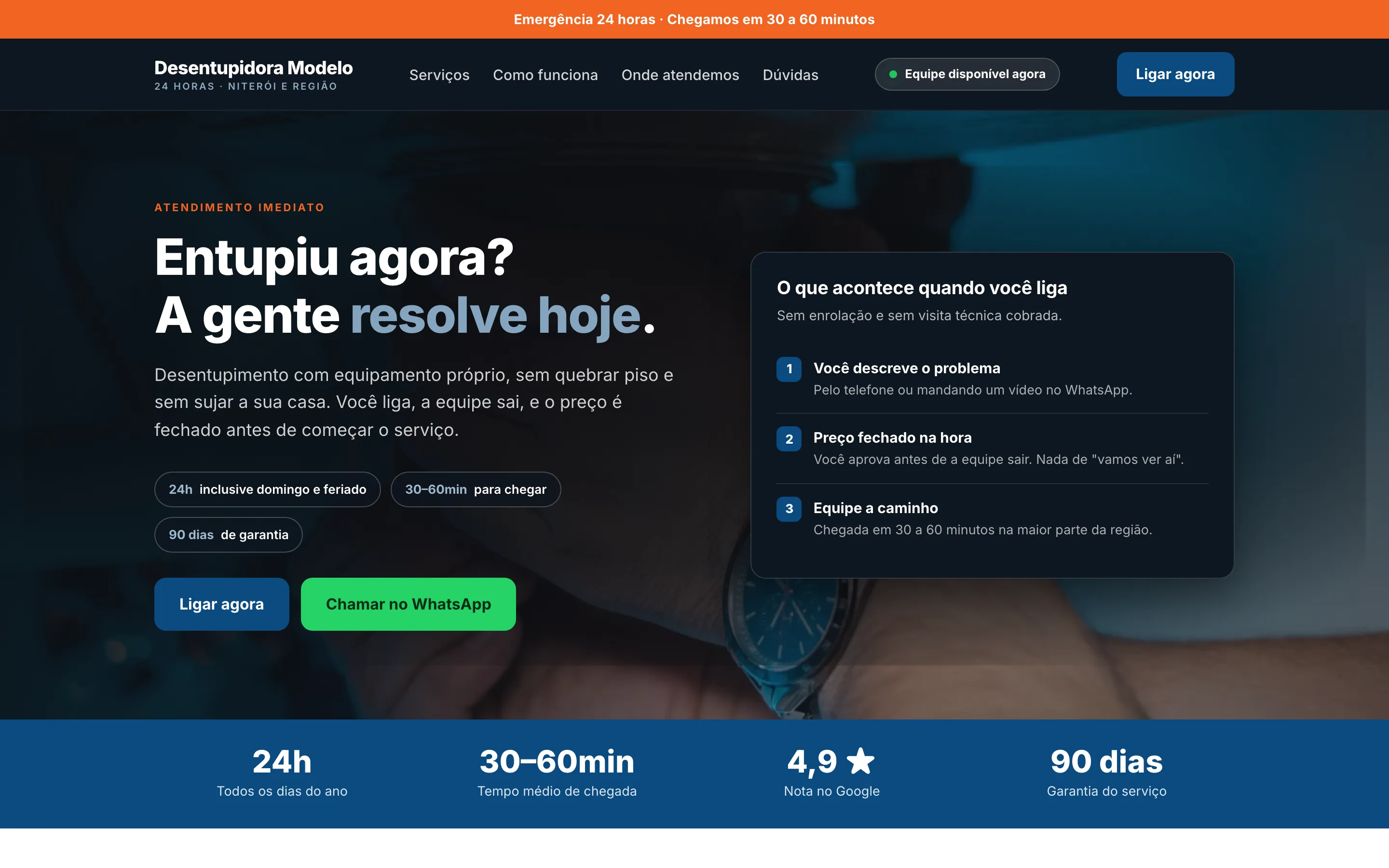 Modelo de site para serviço de emergência 24 horas