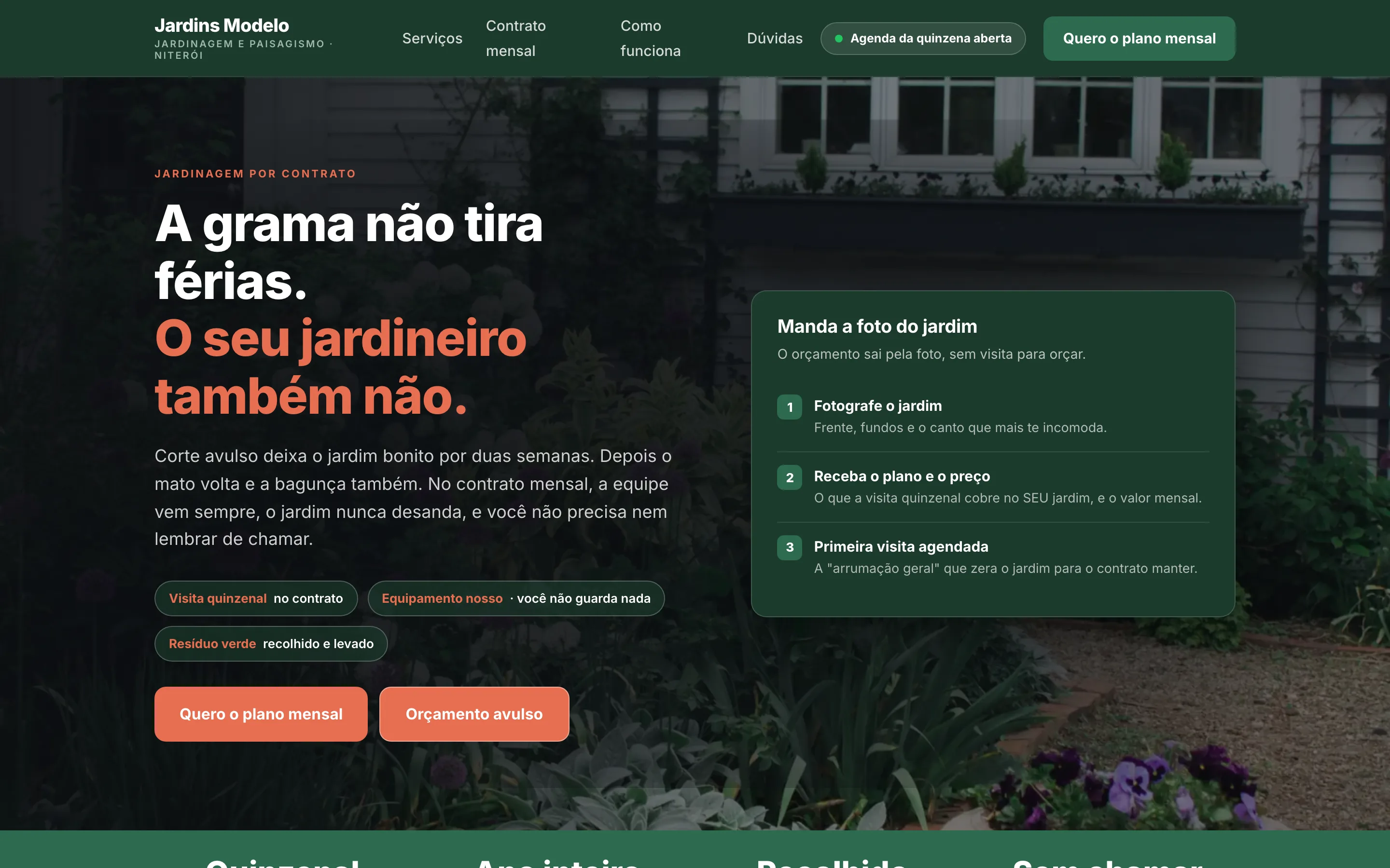 Modelo de site para jardinagem e paisagismo
