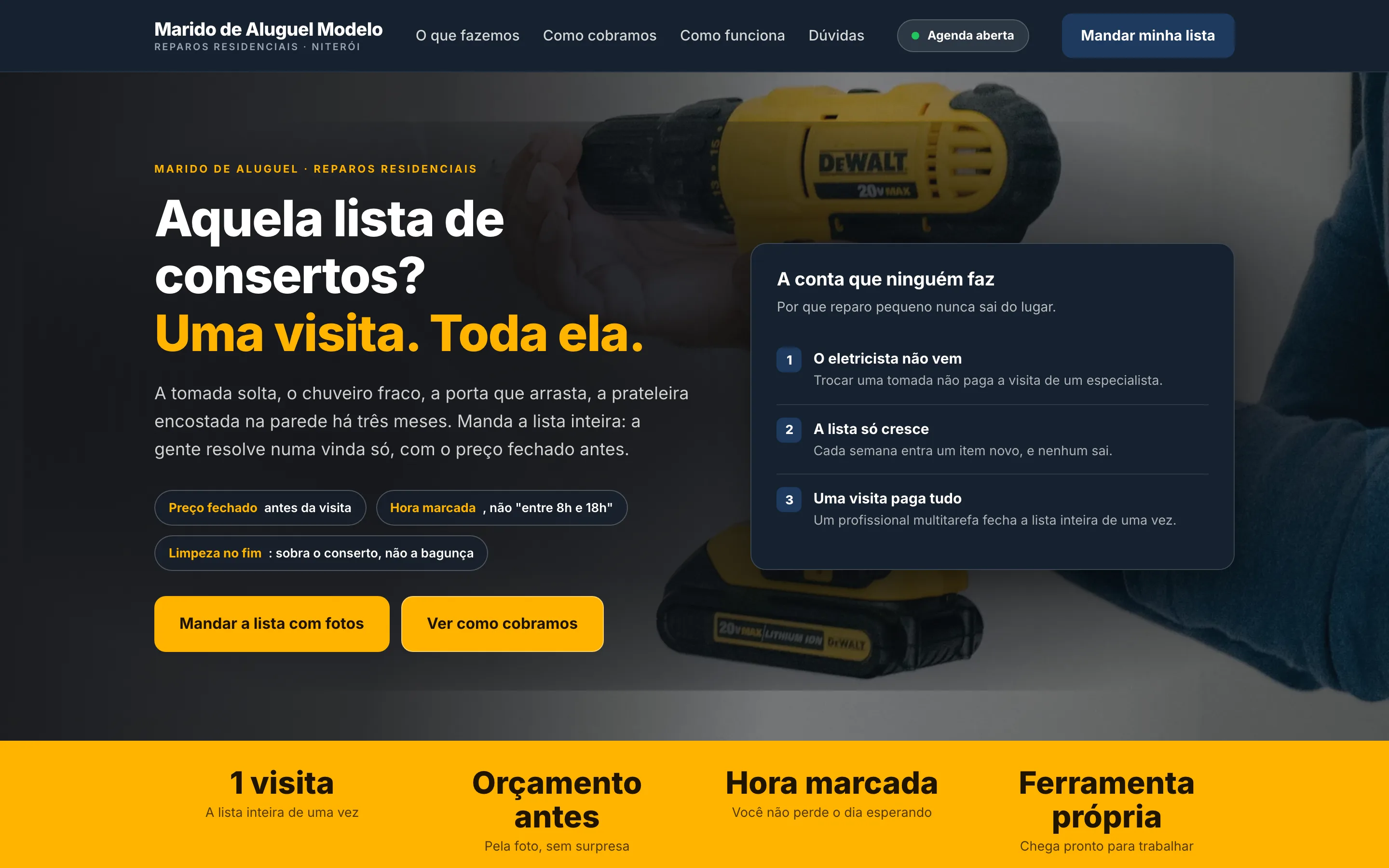 Modelo de site para marido de aluguel
