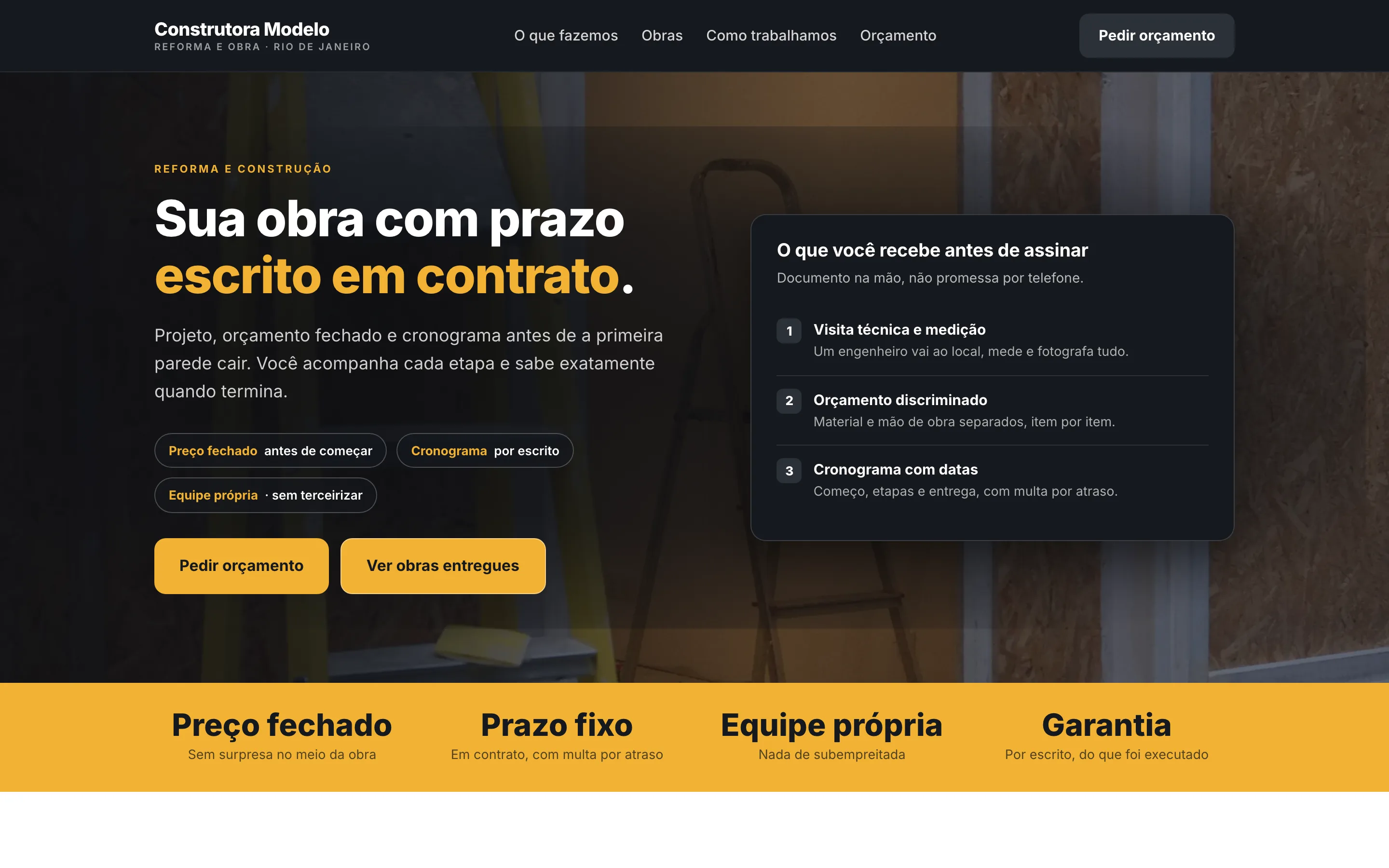 Modelo de site para construtora e reforma
